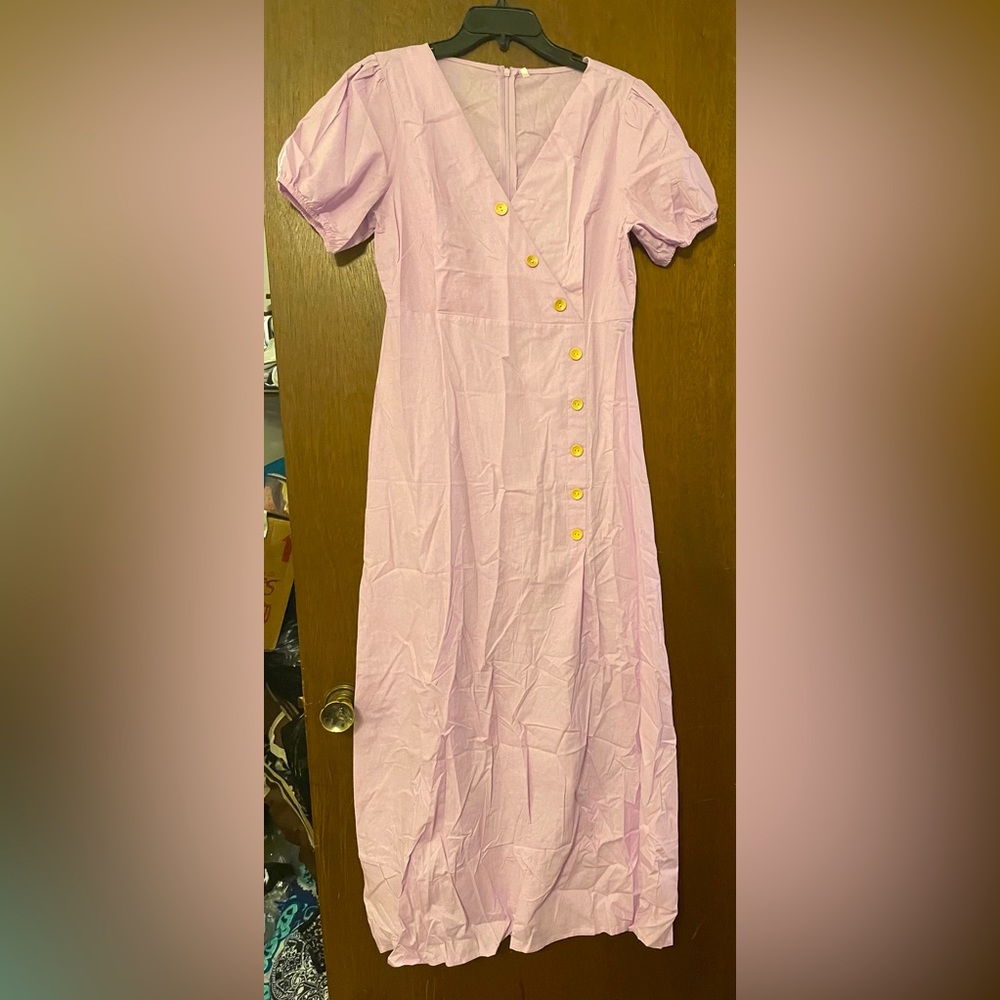 SHEIN SZ-L/8 NEW!! Lgt Purple Shortsleeve Long Maxi Dress
